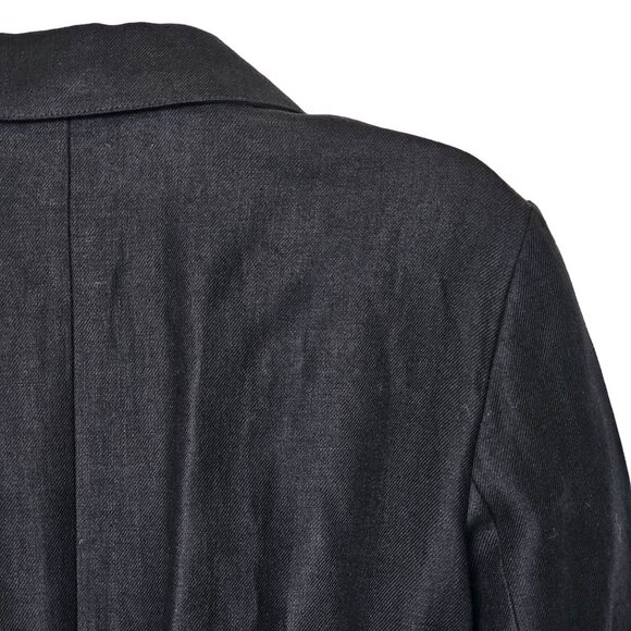 Lafayette 148 100% Linen Blazer Jacket Black Button-Up‎ Pleated Back Womens 8 - Picture 8 of 10